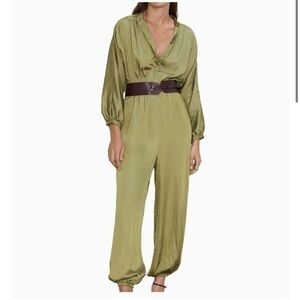 Zara Sage Green Jumpsuit with Dark Brown Belt